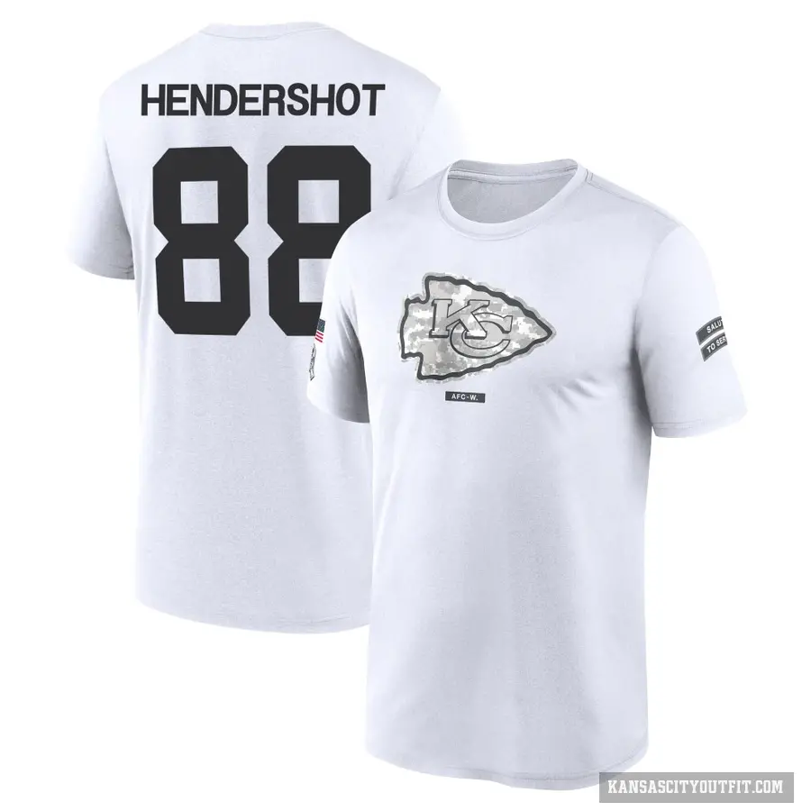 Men's ＃88 Peyton Hendershot Kansas City Chiefs White 2024 Salute to Service Performance T-Shirt