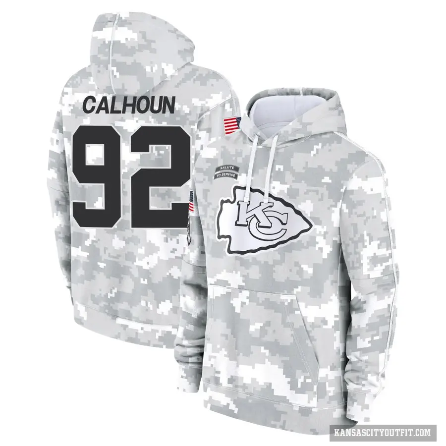 Men's ＃92 Shilique Calhoun Kansas City Chiefs Arctic Camo 2024 Salute to Service Club Fleece Pullover Hoodie