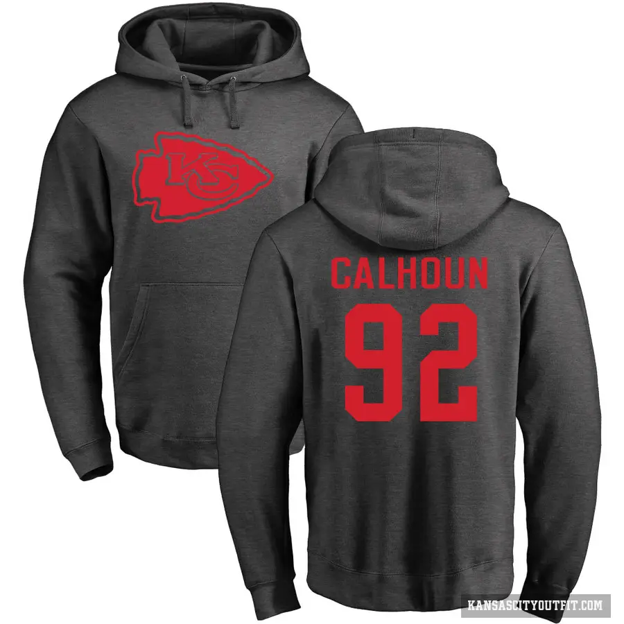 Men's ＃92 Shilique Calhoun Kansas City Chiefs Pro Line by Branded Ash One Color Pullover Hoodie