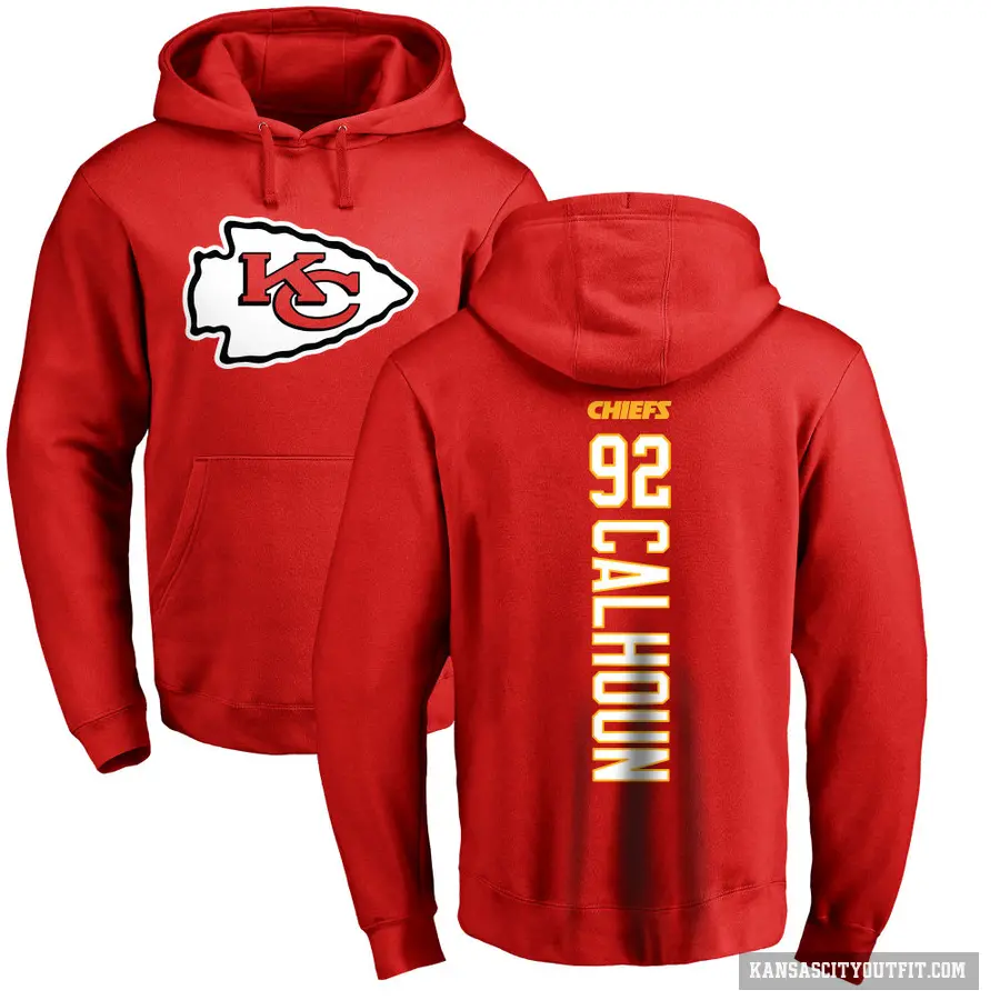 Men's ＃92 Shilique Calhoun Kansas City Chiefs Red Pro Line Backer Pullover Hoodie