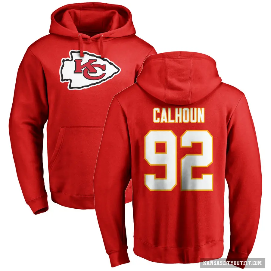 Men's ＃92 Shilique Calhoun Kansas City Chiefs Red Pro Line Logo Pullover Hoodie