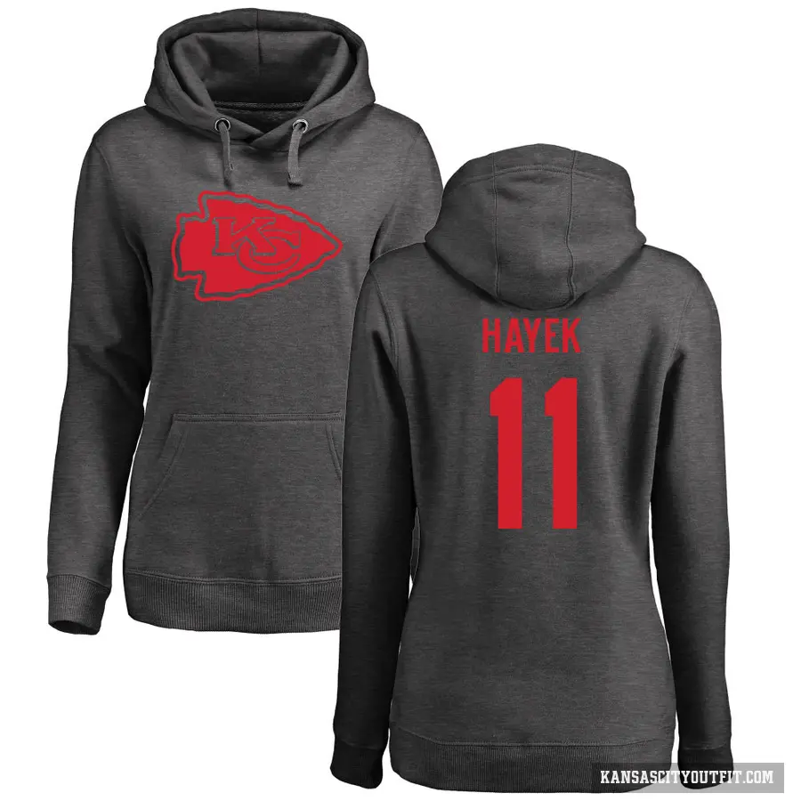 Women's ＃11 Jaaron Hayek Kansas City Chiefs Pro Line by Branded Ash One Color Pullover Hoodie