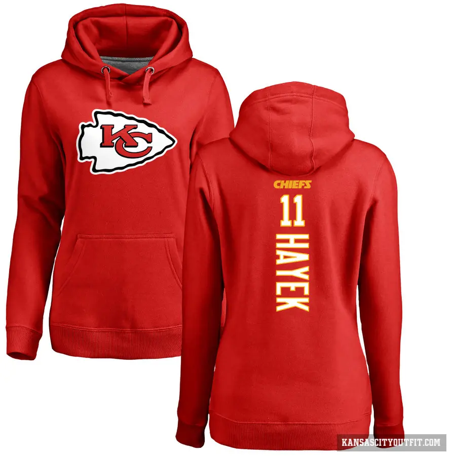 Women's ＃11 Jaaron Hayek Kansas City Chiefs Red Pro Line Backer Pullover Hoodie