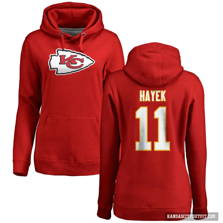 Women's ＃11 Jaaron Hayek Kansas City Chiefs Red Pro Line Logo Pullover Hoodie