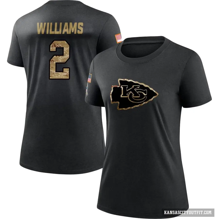 Women's ＃2 Joshua Williams Kansas City Chiefs Black 2020 Salute To Service Performance T-Shirt