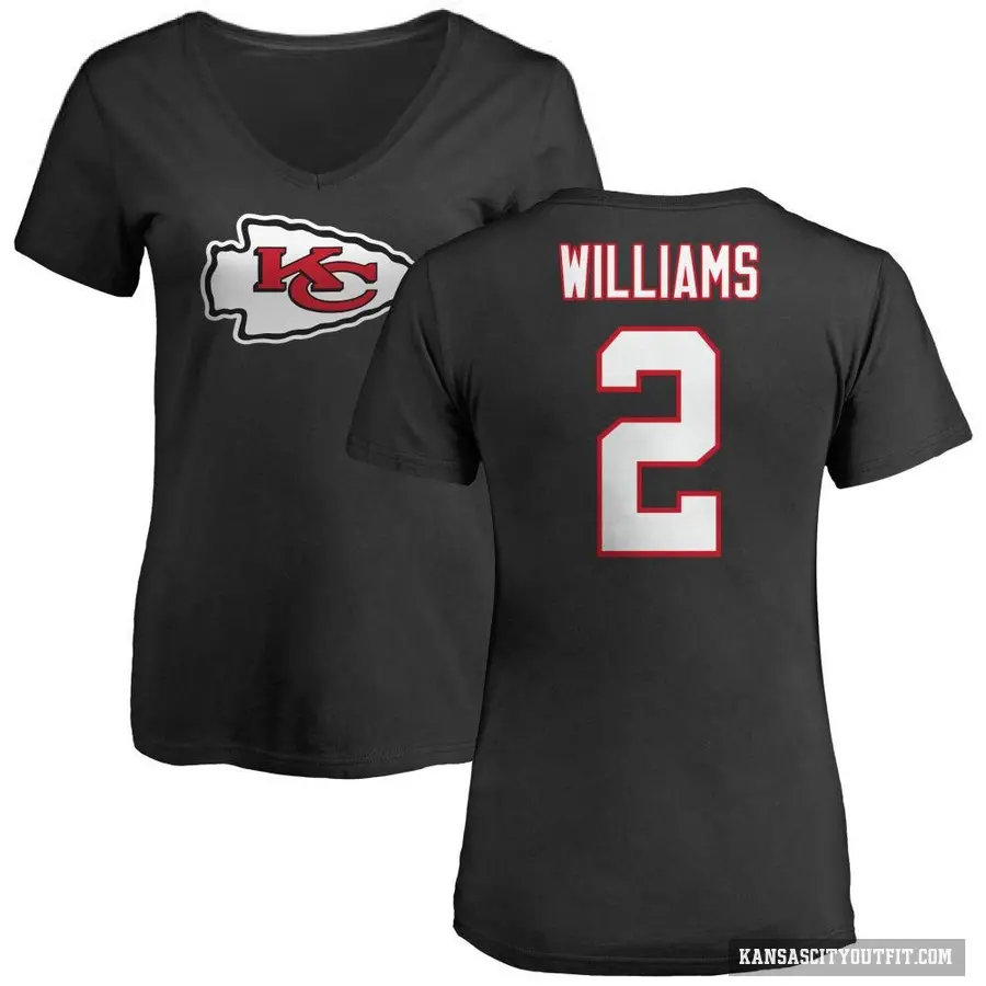 Women's ＃2 Joshua Williams Kansas City Chiefs Black Logo Slim Fit T-Shirt