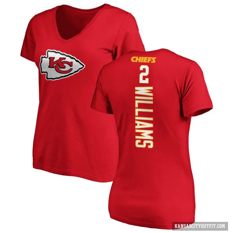 Women's ＃2 Joshua Williams Kansas City Chiefs Red Backer Slim Fit T-Shirt