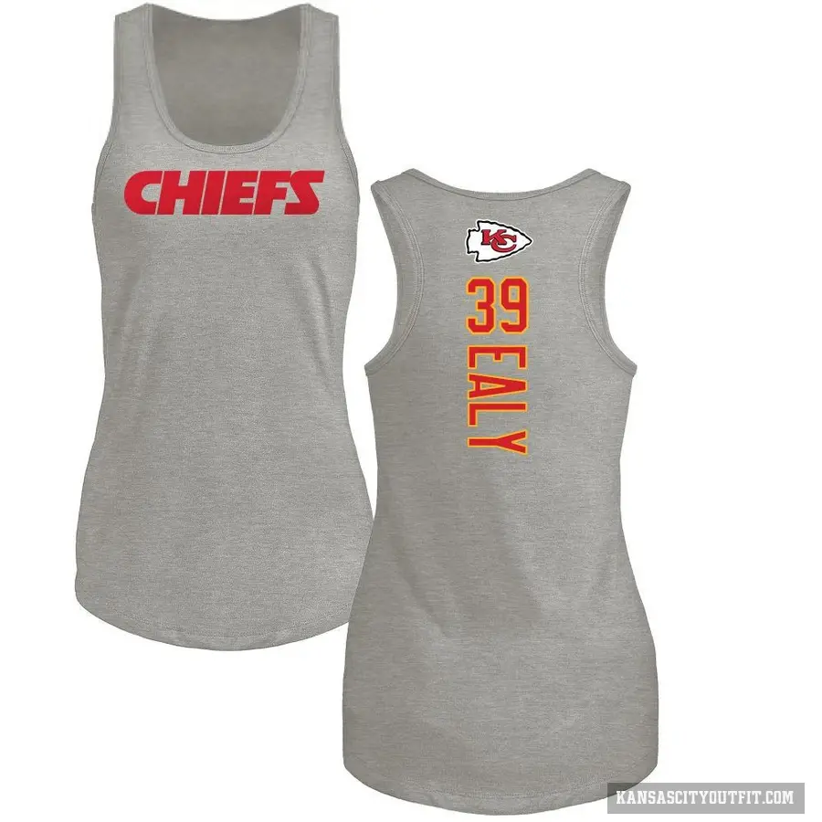 Women's ＃39 Jerrion Ealy Kansas City Chiefs Ash Backer Tank Top