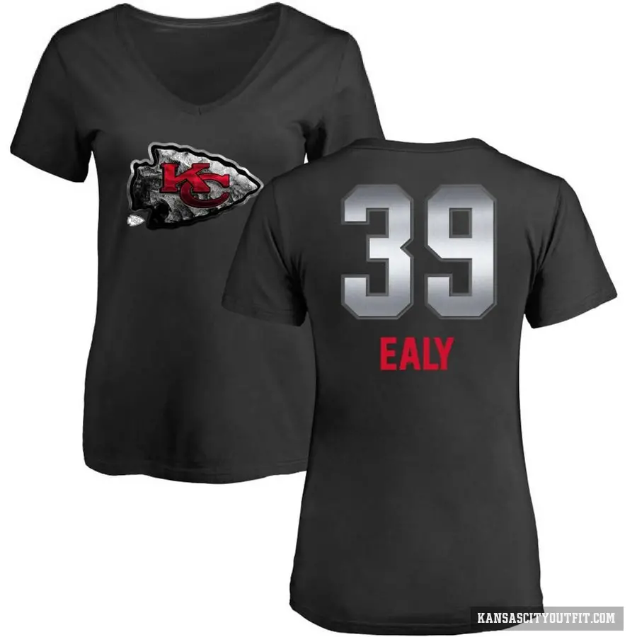 Women's ＃39 Jerrion Ealy Kansas City Chiefs Black Midnight Mascot T-Shirt