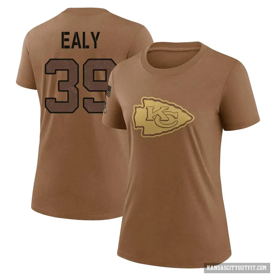 Women's ＃39 Jerrion Ealy Kansas City Chiefs Brown 2023 Salute To Service Performance T-Shirt