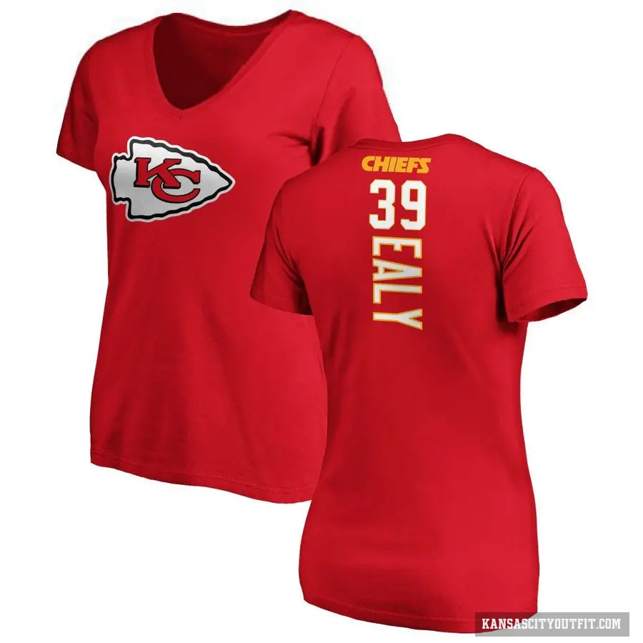 Women's ＃39 Jerrion Ealy Kansas City Chiefs Red Backer Slim Fit T-Shirt