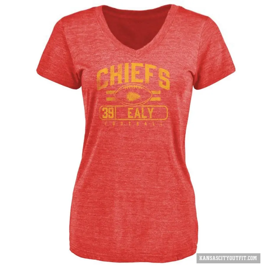 Women's ＃39 Jerrion Ealy Kansas City Chiefs Red Flanker T-Shirt