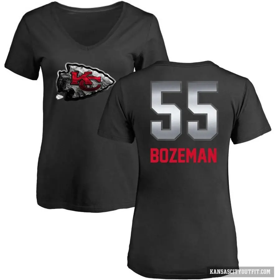 Women's ＃55 Swayze Bozeman Kansas City Chiefs Black Midnight Mascot T-Shirt