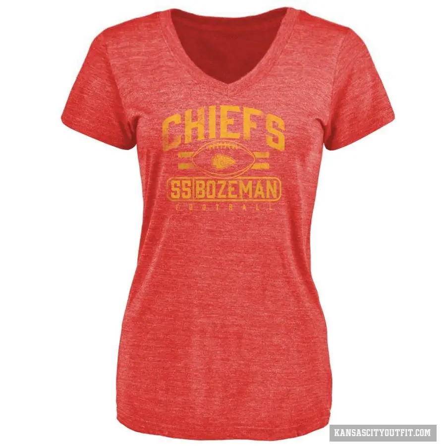 Women's ＃55 Swayze Bozeman Kansas City Chiefs Red Flanker T-Shirt