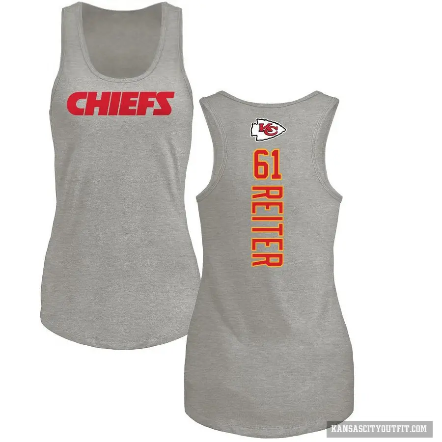 Women's ＃61 Austin Reiter Kansas City Chiefs Ash Backer Tank Top