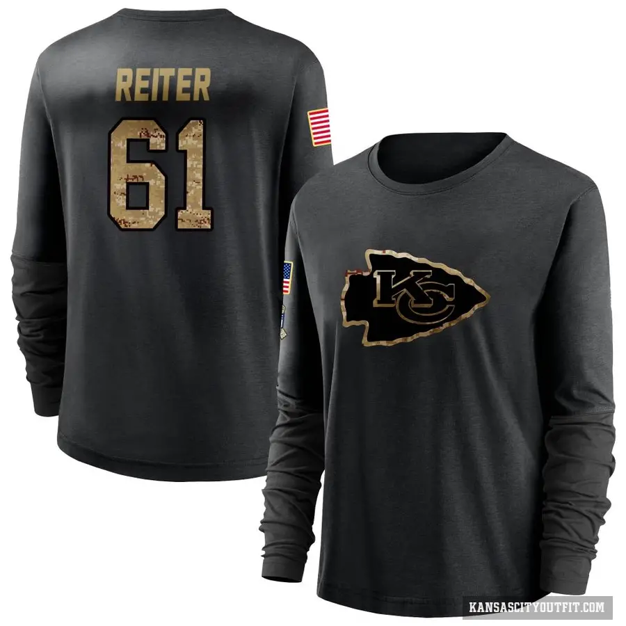 Women's ＃61 Austin Reiter Kansas City Chiefs Black 2020 Salute To Service Sideline Performance Long Sleeve T-Shirt