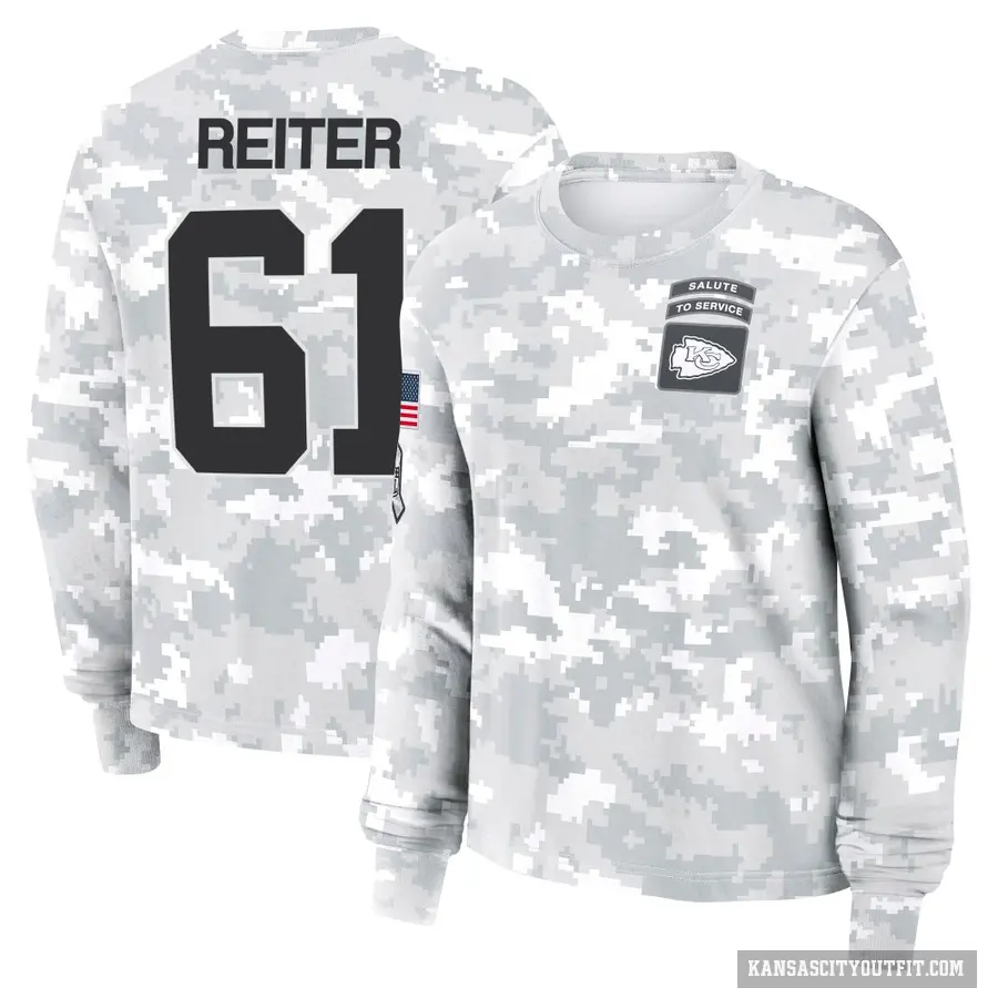 Women's ＃61 Austin Reiter Kansas City Chiefs Camo Arctic 2024 Salute to Service Long Sleeve T-Shirt