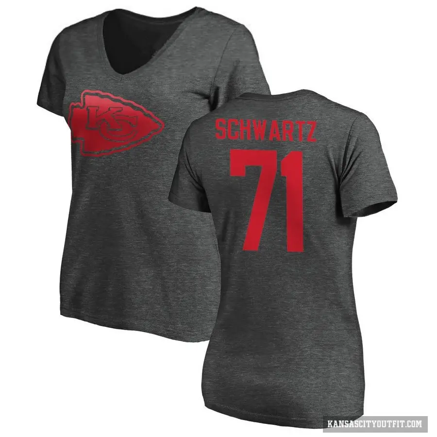 Women's ＃71 Mitchell Schwartz Kansas City Chiefs Ash One Color T-Shirt