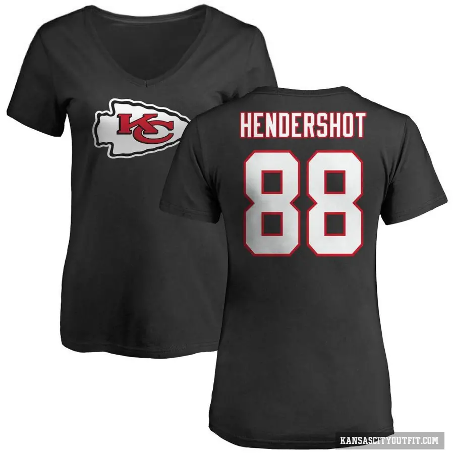 Women's ＃88 Peyton Hendershot Kansas City Chiefs Black Logo Slim Fit T-Shirt