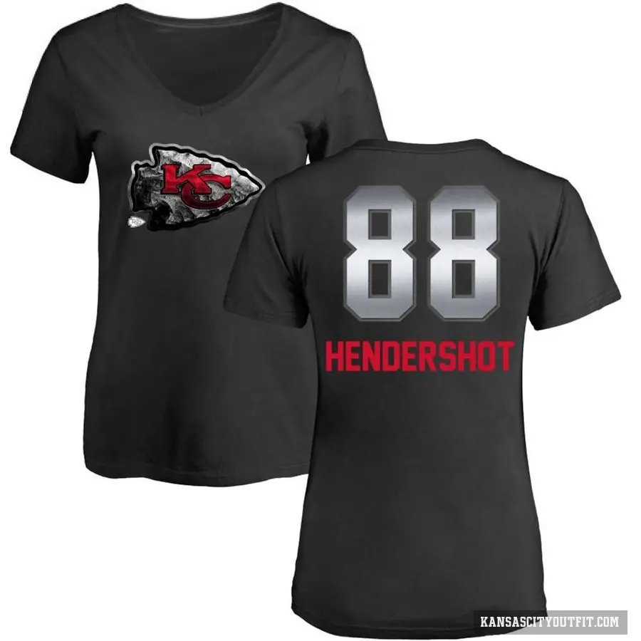 Women's ＃88 Peyton Hendershot Kansas City Chiefs Black Midnight Mascot T-Shirt