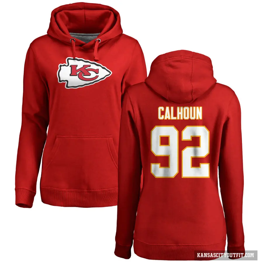 Women's ＃92 Shilique Calhoun Kansas City Chiefs Red Pro Line Logo Pullover Hoodie