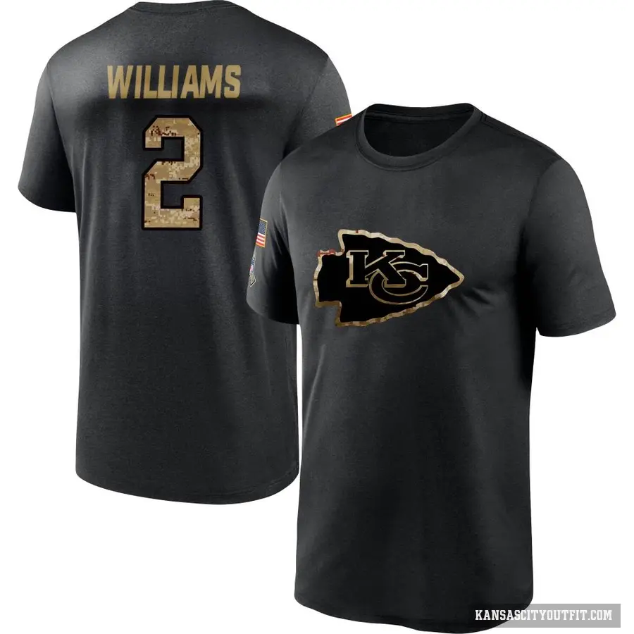 Youth ＃2 Joshua Williams Kansas City Chiefs Black 2020 Salute To Service Performance T-Shirt