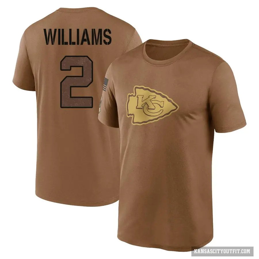 Youth ＃2 Joshua Williams Kansas City Chiefs Brown 2023 Salute To Service Performance T-Shirt