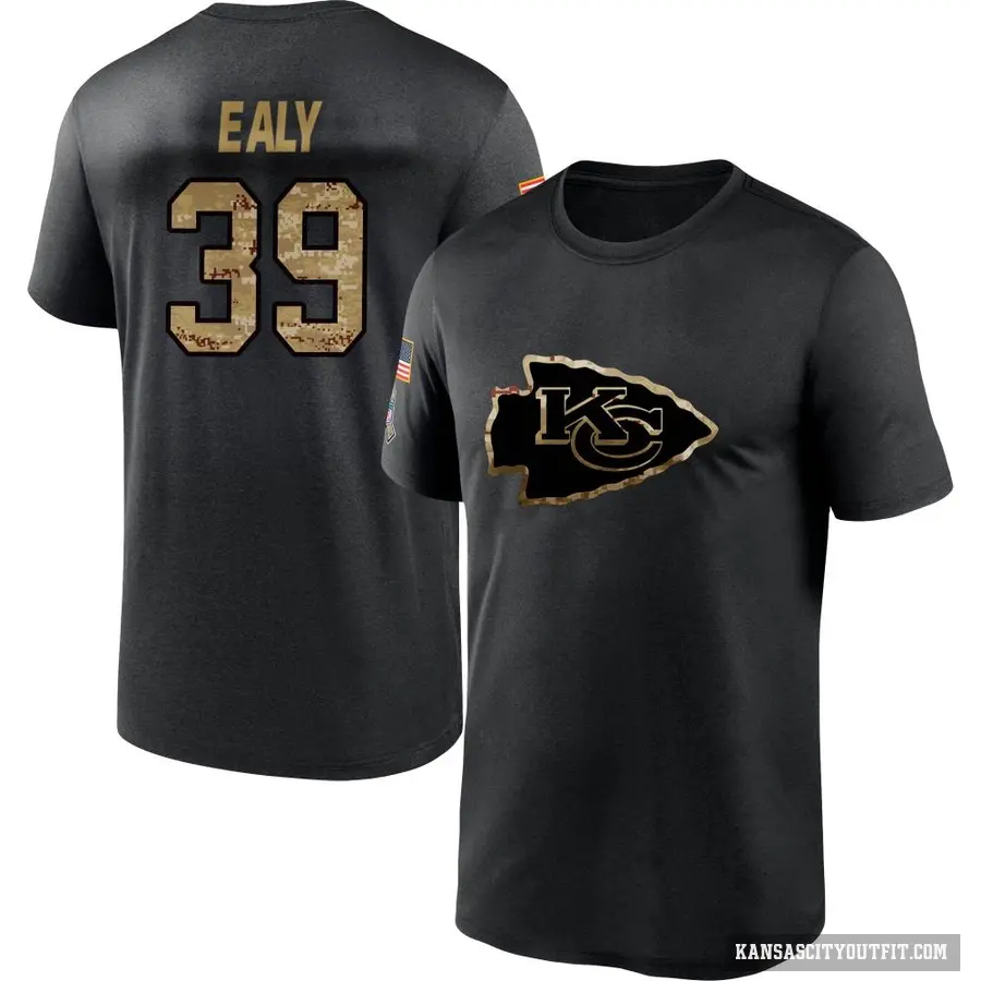 Youth ＃39 Jerrion Ealy Kansas City Chiefs Black 2020 Salute To Service Performance T-Shirt