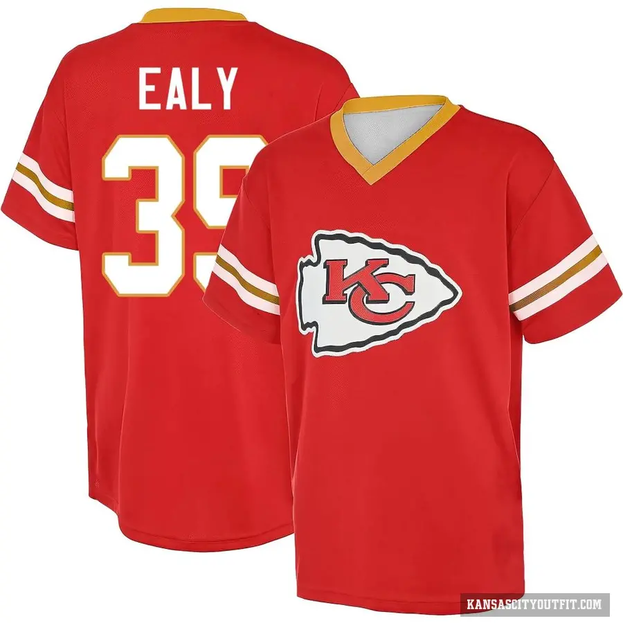 Youth ＃39 Jerrion Ealy Kansas City Chiefs Red Game Day V-Neck T-Shirt