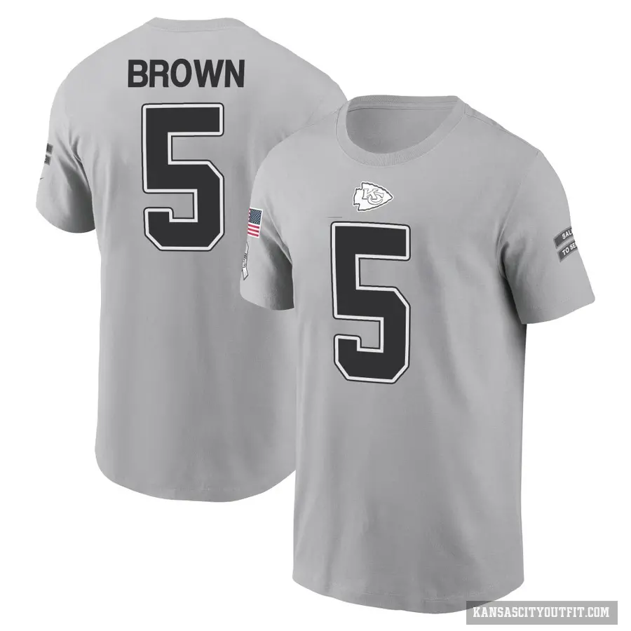 Youth ＃5 Hollywood Brown Kansas City Chiefs Brown Gray 2024 Salute to Service T-Shirt