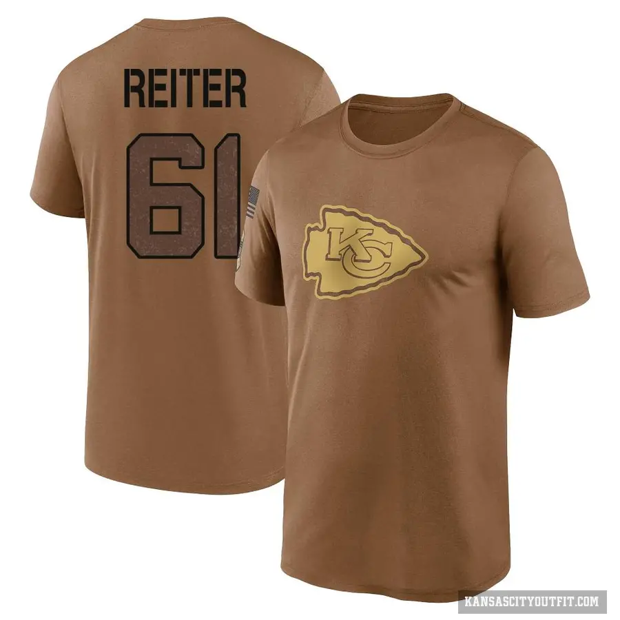 Youth ＃61 Austin Reiter Kansas City Chiefs Brown 2023 Salute To Service Performance T-Shirt