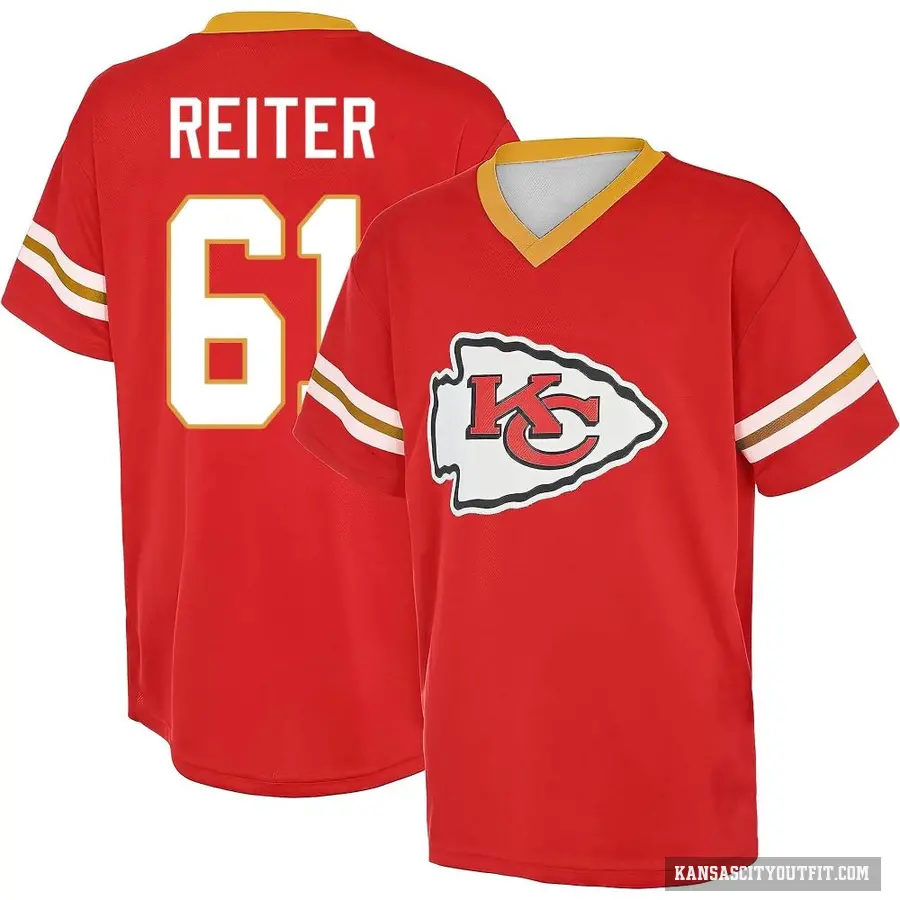 Youth ＃61 Austin Reiter Kansas City Chiefs Red Game Day V-Neck T-Shirt