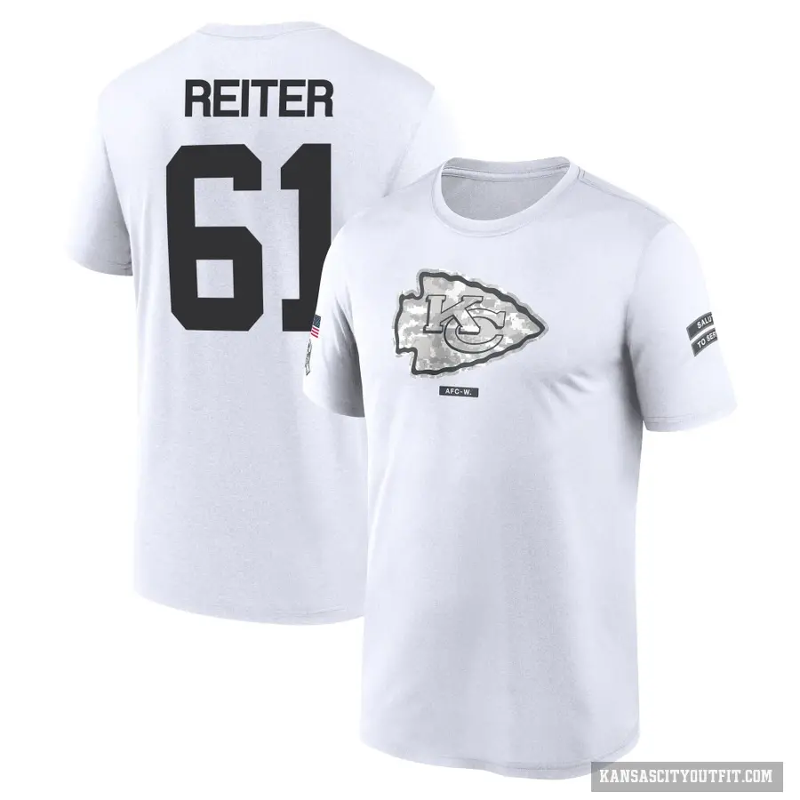 Youth ＃61 Austin Reiter Kansas City Chiefs White 2024 Salute to Service Performance T-Shirt