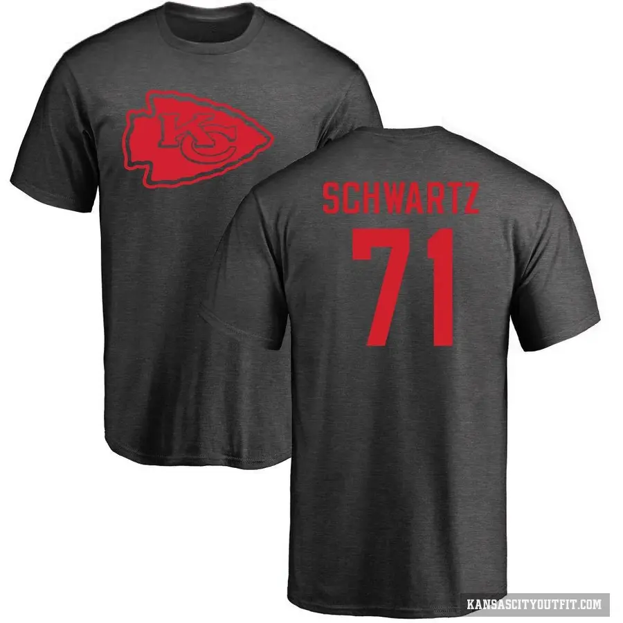 Youth ＃71 Mitchell Schwartz Kansas City Chiefs Ash One Color T-Shirt