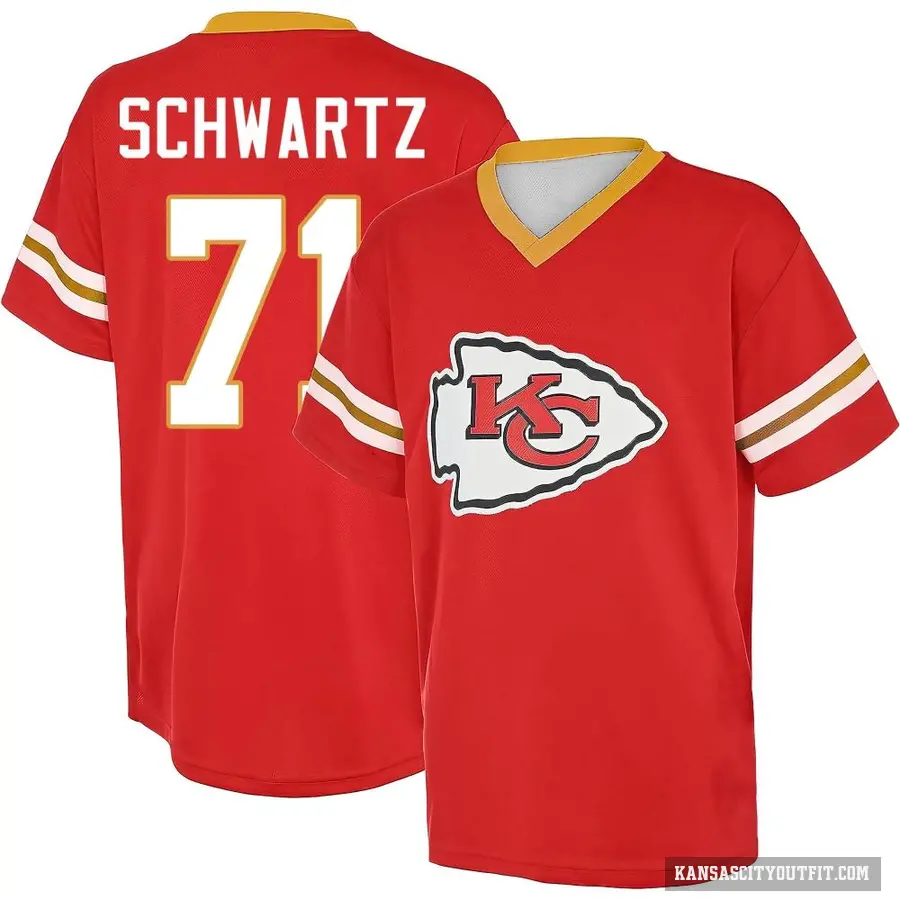 Youth ＃71 Mitchell Schwartz Kansas City Chiefs Red Game Day V-Neck T-Shirt